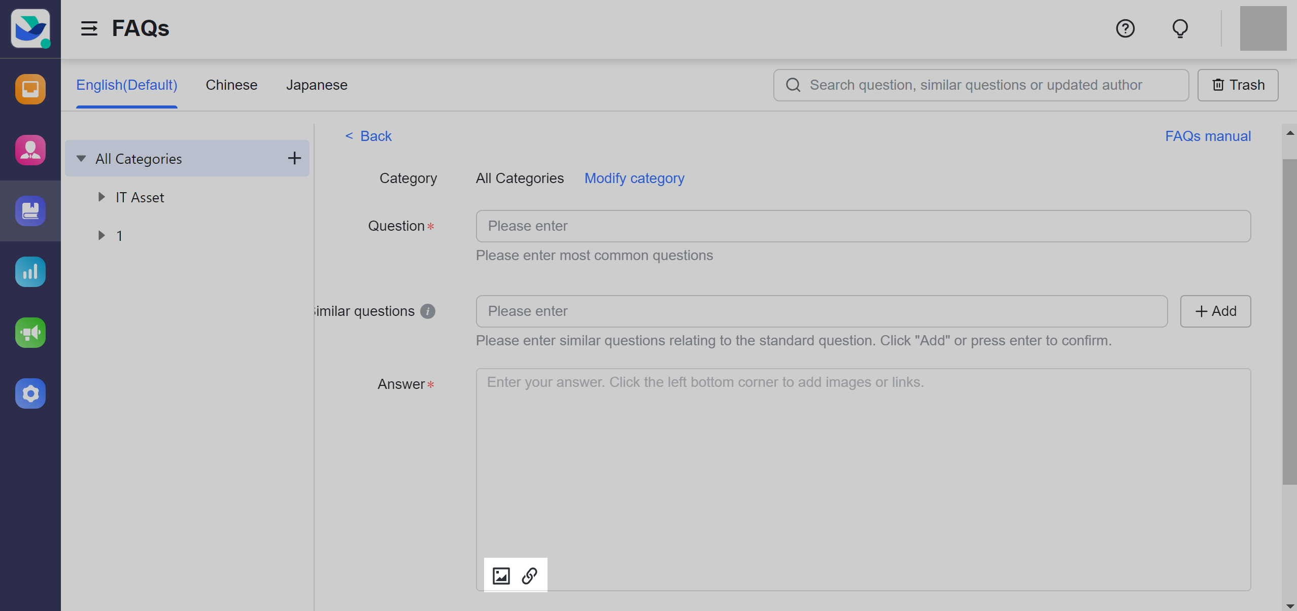 Add images and links to help desk welcome messages and FAQs