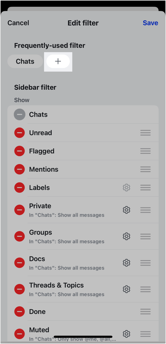 Add frequently used filters in Messenger