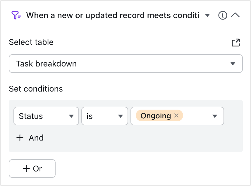 Triggers and actions for automated workflows