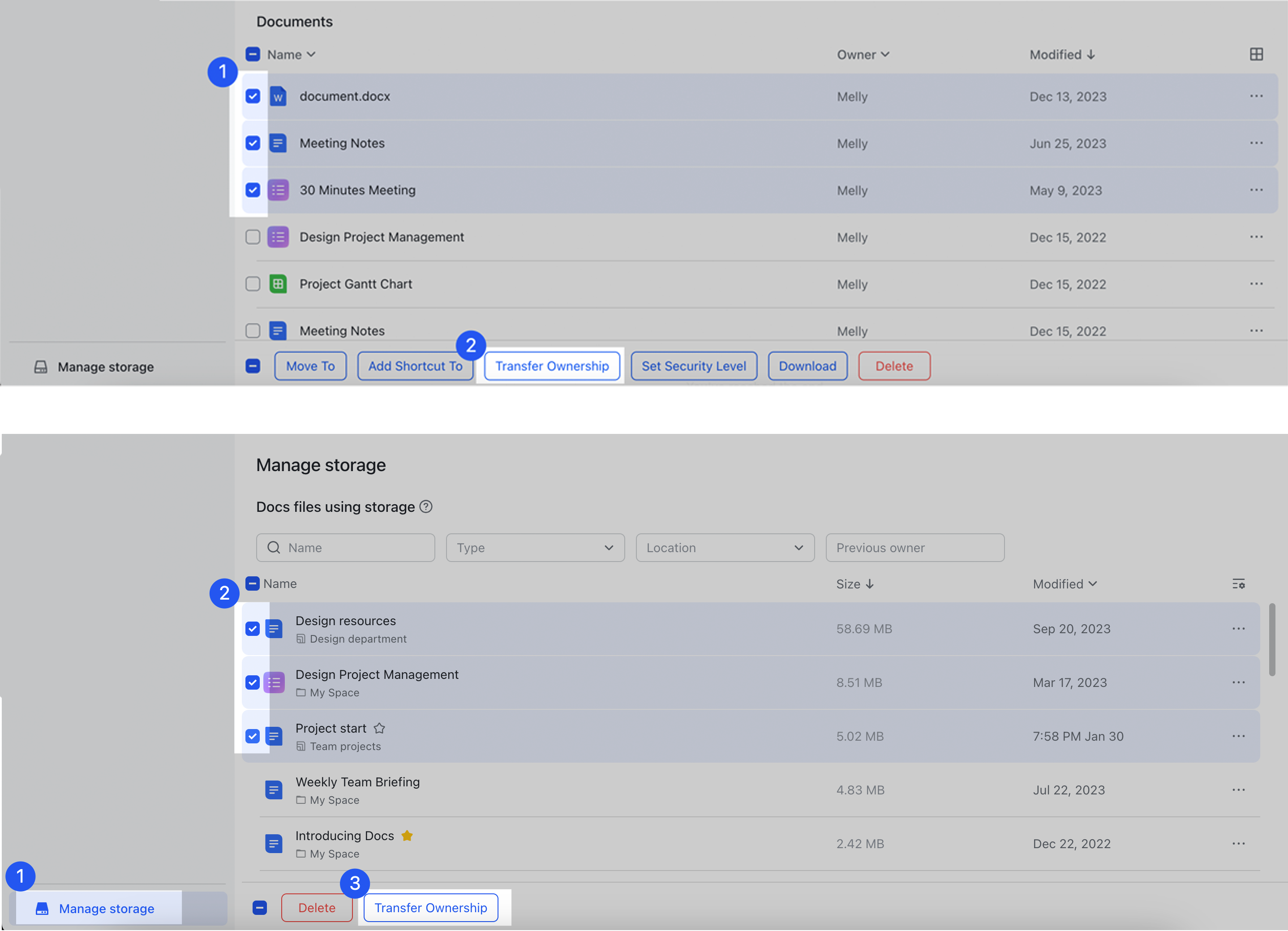 Docs permissions overview
