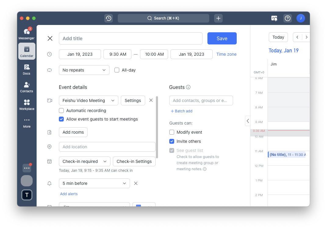 Use check-in for events