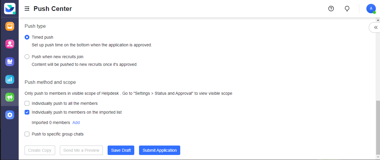 Create and manage Help Desk push notifications