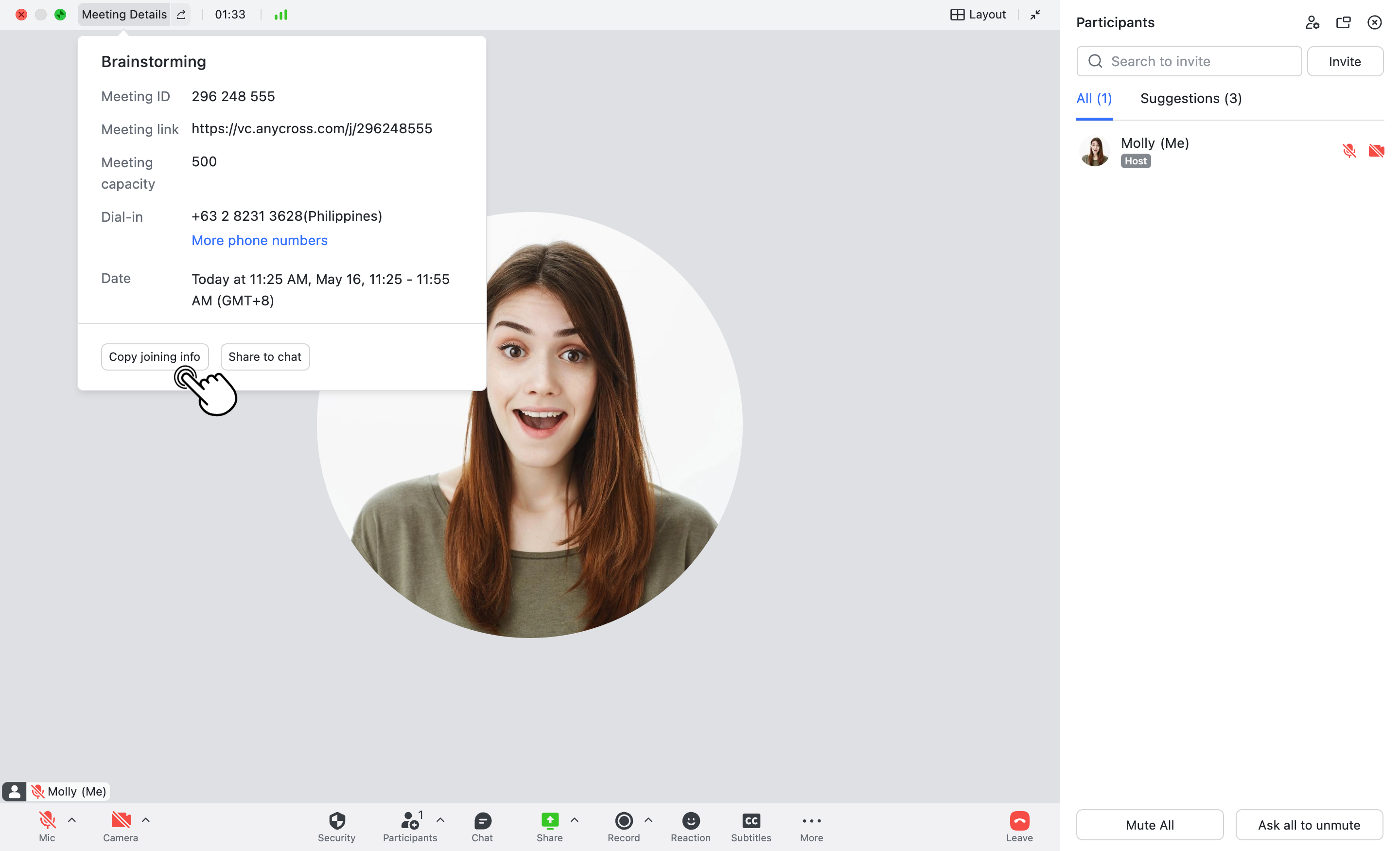 Invite people to join meetings by phone during a meeting